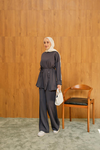 Yan Düğme Detay Takım Antrasit