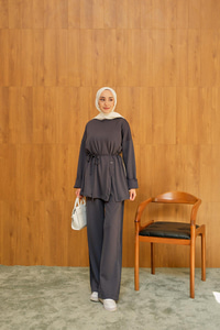 Yan Düğme Detay Takım Antrasit