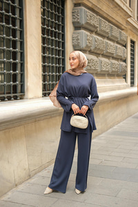 Yan Düğme Detay Takım Lacivert