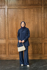Yan Düğme Detay Takım Lacivert