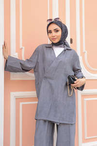 Yan Düğme Detaylı Takım Antrasit