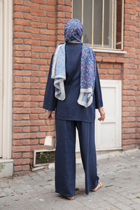 Yan Düğme Detaylı Takım Lacivert