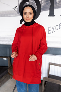 Uygun Fiyatlı YAN DUGMELI SWEAT KIRMIZI | Loccomoda.com 