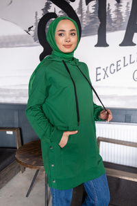 Uygun Fiyatlı YAN DUGMELI SWEAT YESIL | Loccomoda.com 