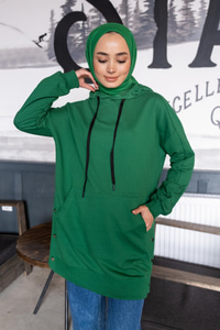 Uygun Fiyatlı YAN DUGMELI SWEAT YESIL | Loccomoda.com 