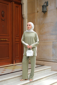 Yan Şerit Detay İkili Takım Açık Yeşil