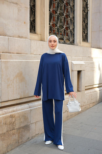 Yan Şerit Detay İkili Takım Lacivert