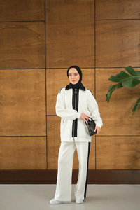 Yan Şeritli İkili Takım Beyaz