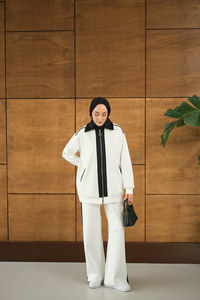 Yan Şeritli İkili Takım Beyaz