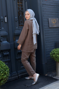 Yandan Bağlamalı Armani Modal Takım Açık Kahve