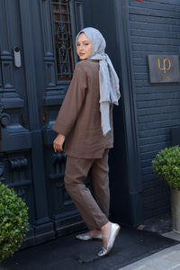 Yandan Bağlamalı Armani Modal Takım Açık Kahve