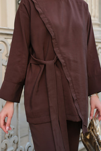 Yandan Bağlamalı Armani Modal Takım Kahverengi