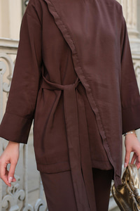 Yandan Bağlamalı Armani Modal Takım Kahverengi