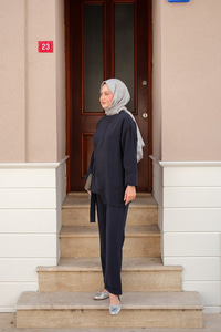 Yandan Bağlamalı Armani Modal Takım Lacivert