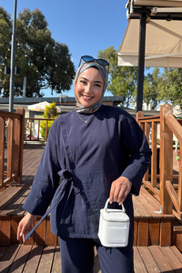 Yandan Bağlamalı Armani Modal Takım Lacivert