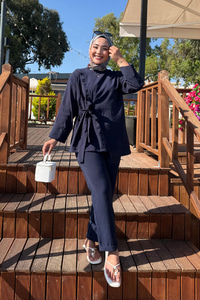 Yandan Bağlamalı Armani Modal Takım Lacivert