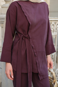 Yandan Bağlamalı Armani Modal Takım Mürdüm