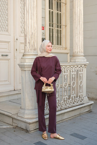 Yandan Bağlamalı Armani Modal Takım Mürdüm