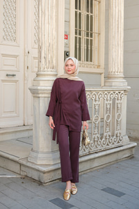 Yandan Bağlamalı Armani Modal Takım Mürdüm