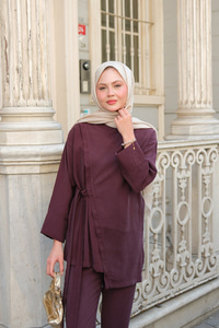 Yandan Bağlamalı Armani Modal Takım Mürdüm