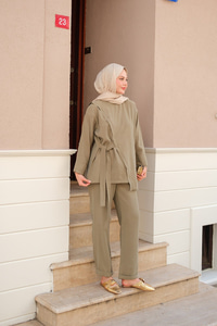 Yandan Bağlamalı Armani Modal Takım Yeşil