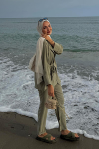 Yandan Bağlamalı Armani Modal Takım Yeşil