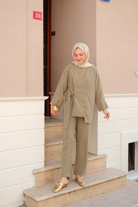 Yandan Bağlamalı Armani Modal Takım Yeşil