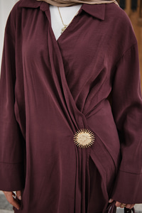 Yandan Bağlamalı Broş Detay Takım Bordo