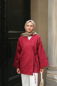 Yandan Bağlamalı Ceket Bordo