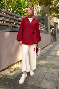 Yandan Bağlamalı Ceket Bordo