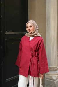 Yandan Bağlamalı Ceket Bordo