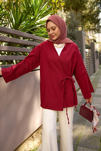 Yandan Bağlamalı Ceket Bordo