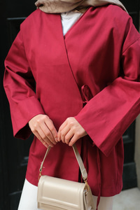 Yandan Bağlamalı Ceket Bordo