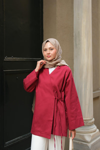 Yandan Bağlamalı Ceket Bordo
