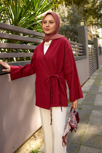 Yandan Bağlamalı Ceket Bordo