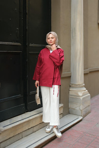 Yandan Bağlamalı Ceket Bordo