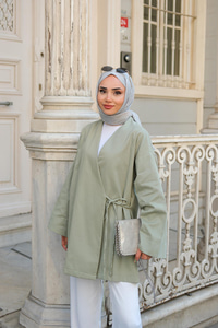 Yandan Bağlamalı Ceket  Fıstık Yeşil