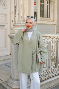 Yandan Bağlamalı Ceket  Fıstık Yeşil