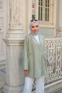 Yandan Bağlamalı Ceket  Fıstık Yeşil