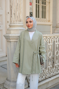 Yandan Bağlamalı Ceket  Fıstık Yeşil