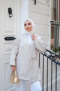 Yandan Bağlamalı Ceket  Krem