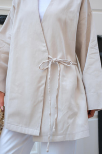 Yandan Bağlamalı Ceket  Krem