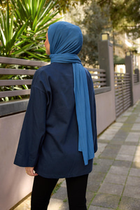 Yandan Bağlamalı Ceket Lacivert