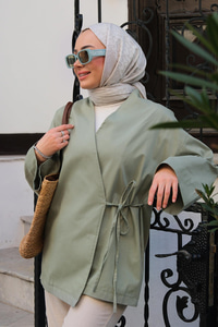 Yandan Bağlamalı Ceket Mint Yeşil