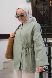 Yandan Bağlamalı Ceket Mint Yeşil