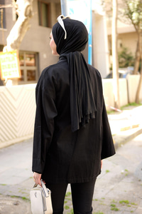 Yandan Bağlamalı Ceket Siyah