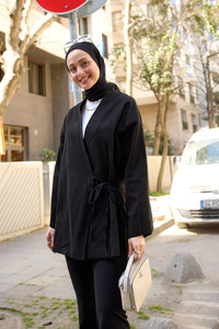 Yandan Bağlamalı Ceket Siyah