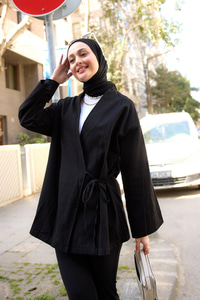Yandan Bağlamalı Ceket Siyah