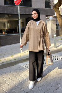 Yandan Bağlamalı Ceket Vizon