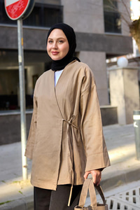 Yandan Bağlamalı Ceket Vizon